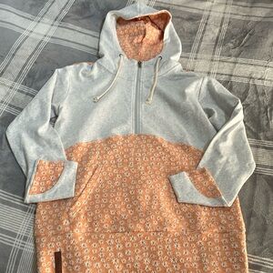 NEW Ampersand Daisy Tangerine and Gray Hoodie Sweatshirt size L
